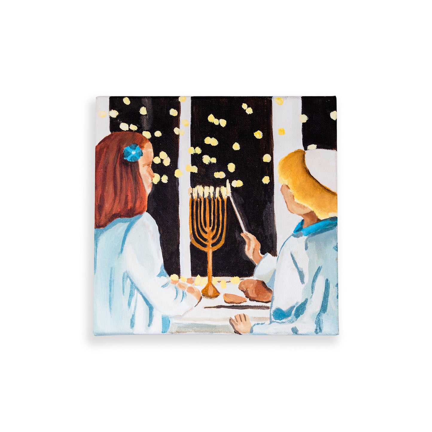 painting: lighting the Hanukkiah (2)